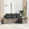 Image de vidaXL Ensemble de canapé de jardin avec coussin 4 pcs Gris Poly rotin