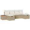 Image de Ensemble de Canapés de Jardin de 6 Pièces avec Coussins Beige Poly Rattan