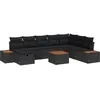 Image de vidaXL Ensemble de canapé de jardin avec coussin 9 pcs Noir polyrotin