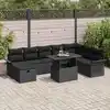 Image de vidaXL Ensemble de canapé de jardin avec coussin 9 pcs Noir Poly rotin