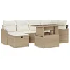 Image de vidaXL Ensemble de canapé de Jardin 7 pcs Beige Poly rotin, Ensemble de Meubles de Jardin, Assise extérieure modulaire, matériau léger, résistant aux UV, Rangement intégré