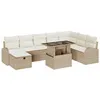 Image de vidaXL Ensemble de canapé de Jardin 9 pcs Beige Poly rotin, Salon de Jardin modulable, rectangulaire, léger, résistant aux UV, Table Ajustable, Coin Lounge, rangements Inclus