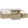 Image de vidaXL Ensemble de canapé de Jardin 6 pcs Beige Poly rotin, Fauteuil de Jardin, Ensemble de canapé modulable, Meuble extérieur rectangulaire, résistant aux UV, léger et Pratique