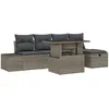 Image de vidaXL Ensemble de canapé de Jardin 6 pcs Gris Poly rotin, Jardin et terrasse, canapé modulable d'extérieur, mobilier résistant aux intempéries, léger, Parfait pour l'été