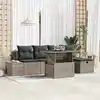 Image de vidaXL Ensemble de canapé de jardin 6 pcs Gris Poly rotin