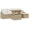 Image de vidaXL Ensemble de canapé de Jardin 6 pcs Beige Poly rotin, Canapé de Jardin Moderne, mobilier extérieur résistant, assises modulaires, léger et Anti-UV, pour terrasses et patios