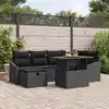 Image de vidaXL Ensemble de canapé de jardin avec coussin 7 pcs Noir polyrotin