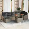 Image de vidaXL Ensemble de canapé de jardin avec coussin 8 pcs Gris polyrotin