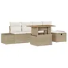 Image de Ensemble de canapés de jardin 6 pièces avec coussins Beige Poly Rotin