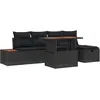 Image de vidaXL Ensemble de canapé de jardin avec coussin 6 pcs Noir polyrotin