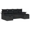Image de vidaXL Ensemble de canapés de Jardin 6 pièces avec Coussins Noir en rotin Poly
