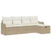 Image de vidaXL Ensemble de canapé de Jardin 5 pcs Beige Poly rotin, Canapé modulable extérieur Moderne, mobilier Ergonomique, résistant aux UV, Coin détente pour Jardin et terrasse