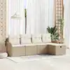 Image de vidaXL Ensemble de canapé de jardin 5 pcs Beige Poly rotin
