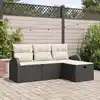 Image de vidaXL Ensemble de canapé de jardin avec coussin 4 pcs Noir Poly rotin