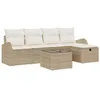 Image de vidaXL Ensemble de canapé de Jardin 6 pcs Beige Poly rotin, Mobilier de Jardin et de terrasse, canapé modulable et Ensemble de Sofas, résistant aux UV, léger, avec rangements