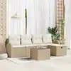 Image de vidaXL Ensemble de canapé de jardin 6 pcs Beige Poly rotin