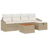 Image de vidaXL Ensemble de canapé de Jardin 6 pcs Beige Poly rotin, Canapé d'extérieur, léger et Durable, résistant UV, pour Jardin et terrasse, Meubles de Patio, Lounge d'été