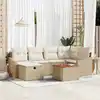 Image de vidaXL Ensemble de canapé de jardin 7 pcs Beige Poly rotin