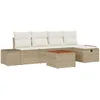 Image de vidaXL Ensemble de canapé de Jardin 6 pcs Beige Poly rotin, Canapé Moderne en Acacia pour Jardin et terrasse, résistant aux UV, Style modulable, idéal Confort intérieur extérieur