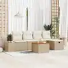 Image de vidaXL Ensemble de canapé de jardin 6 pcs Beige Poly rotin