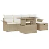 Image de vidaXL Ensemble de canapé de Jardin 6 pcs Beige Poly rotin, Canapé d'extérieur Moderne, léger et résistant aux UV, avec rangements, en Poly Rattan, idéal pour Le Jardin