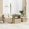 Image de vidaXL Ensemble de canapé de jardin 6 pcs Beige Poly rotin