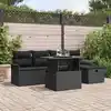 Image de vidaXL Ensemble de canapé de jardin avec coussin 6 pcs Noir Poly rotin