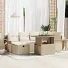 Image de vidaXL Ensemble de canapé de jardin 7 pcs Beige Poly rotin