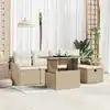Image de vidaXL Ensemble de canapé de jardin 6 pcs Beige Poly rotin