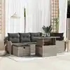 Image de vidaXL Ensemble de canapé de jardin avec coussin 7 pcs Gris Poly rotin