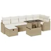 Image de vidaXL Ensemble de canapé de Jardin 8 pcs Beige Poly rotin, Canape d'extérieur modulaire et léger pour Jardin, résistant aux UV, Rangement caché, Table Ajustable