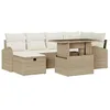 Image de vidaXL Ensemble de canapé de Jardin 7 pcs Beige Poly rotin, Mobilier d'extérieur modulable, canapé Durable, matériaux résistants UV, Table réglable, Set décontracté pour Repas