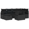 Image de vidaXL Ensemble de canapé de Jardin avec Coussin 7 pcs Noir Poly rotin, Canapé d'extérieur modulaire pour Jardin et terrasse, résistant aux UV, léger et Super Confortable