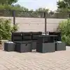 Image de vidaXL Ensemble de canapé de jardin 7 pcs Noir polyrotin