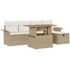 Image de vidaXL Ensemble de canapé de Jardin 6 pcs Beige polyrotin, Canapé de Jardin et terrasse, Moderne, Robuste, résistant aux UV, Table Transformable, sièges stylés pour Patio