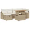 Image de vidaXL Ensemble de canapé de Jardin 7 pcs Beige polyrotin, Mobilier Moderne pour Jardin et terrasse, résistant aux intempéries, Salon extérieur, Table réglable