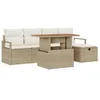 Image de vidaXL Ensemble de canapé de Jardin 6 pcs Beige polyrotin, Canapé de Jardin et terrasse, Moderne, léger, résistant aux UV, Rangement, Salon extérieur, assises modulables