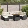 Image de vidaXL Ensemble de canapé de jardin 9 pcs Noir polyrotin