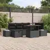 Image de vidaXL Ensemble de canapé de jardin 7 pcs Noir polyrotin