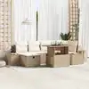 Image de vidaXL Ensemble de canapé de jardin 7 pcs Beige polyrotin