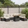 Image de vidaXL Ensemble de canapé de jardin avec coussin 9 pcs Noir polyrotin