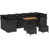 Image de vidaXL Ensemble de canapé de Jardin 10 pcs Noir polyrotin, Salon de Jardin Moderne, Meuble en rotin résistant, Design modulaire pour terrasse, Jardin et Patio