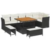 Image de vidaXL Ensemble de canapé de Jardin 9 pcs Noir polyrotin, Ensemble de Salon de Jardin Tendance, mobilier de détente Moderne, canapé extérieur résistant aux intempéries