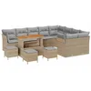 Image de vidaXL Ensemble de canapé de Jardin 13 pcs Beige polyrotin, Canapé de Jardin et terrasse, Meuble Moderne, résistant aux UV, sièges en rotin Durable, Ensemble en Acacia