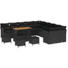 Image de vidaXL Ensemble de canapé de Jardin 14 pcs Noir polyrotin, Ensemble de Jardin et terrasse, mobilier modulable, Salon Contemporain, canapé réglable
