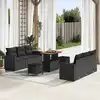 Image de vidaXL Ensemble de canapé de jardin 9 pcs Noir polyrotin