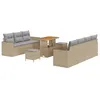 Image de vidaXL Ensemble de canapé de Jardin 10 pcs Beige polyrotin, Salon d'extérieur Moderne, canapé léger en rotin, Table Ajustable, assises résistantes aux intempéries