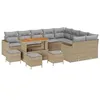 Image de vidaXL Ensemble de canapé de jardin 13 pc Beige polyrotin | Tu peux le réorganiser à ta guise, Fait pour braver les éléments, Des gros coussins pour bien se relaxer