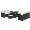 Image de vidaXL Ensemble de canapé de Jardin avec Coussin 9 pcs Noir polyrotin, Mobilier Moderne pour Jardin et terrasse, Ensemble résistant aux UV, canapé Acacia, sièges pour extérieur