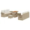 Image de vidaXL Ensemble de canapé de Jardin avec Coussin 9 pcs Beige polyrotin, Mobilier Moderne pour Jardin et terrasse, Ensemble résistant aux UV, canapé Acacia, sièges pour extérieur